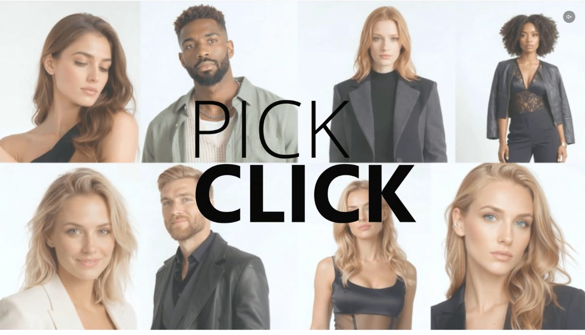 The models page, captured live. The catalogue banner shows the eight AI models a brand can use, each with a page of its own, measurements, video and a full-body gallery.